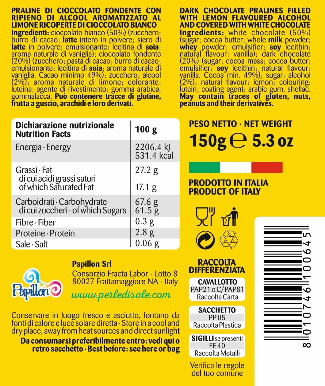 Thumbnail 1 de Perle di Sole Liquorini ripieni al Limoncello ricoperti di cioccolato bianco, 150 g