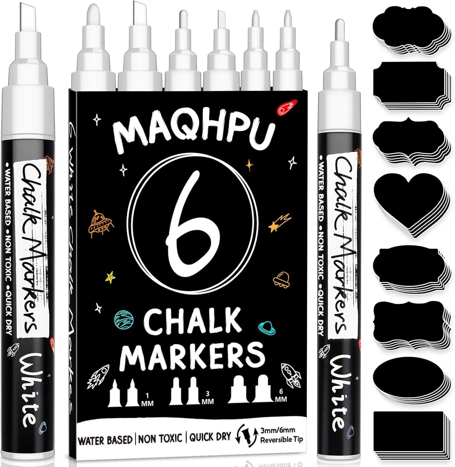 Maqhpu Weiß Kreidestifte Set 6 Stück, 1mm–6mm