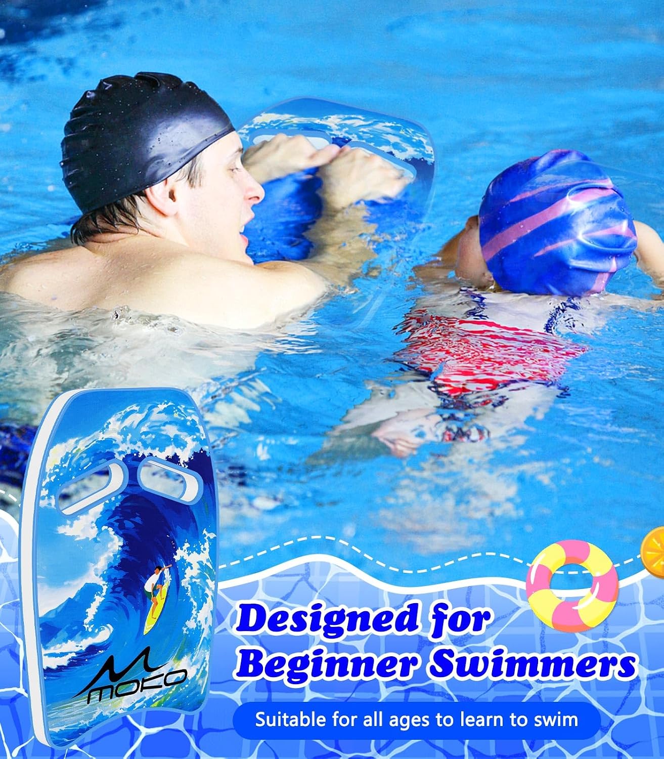Thumbnail 1 de MoKo Schwimmbrett mit Griffen (Kickboard) für Kinder und Erwachsene – Cartoon Swim Float Trainingsausrüstung
