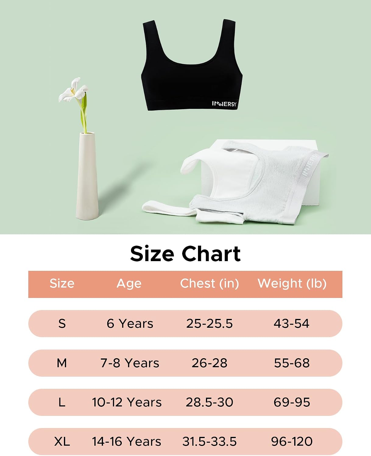 Thumbnail 5 de INNERSY Girls Sports Bra 3 Pack 6-16 yrs