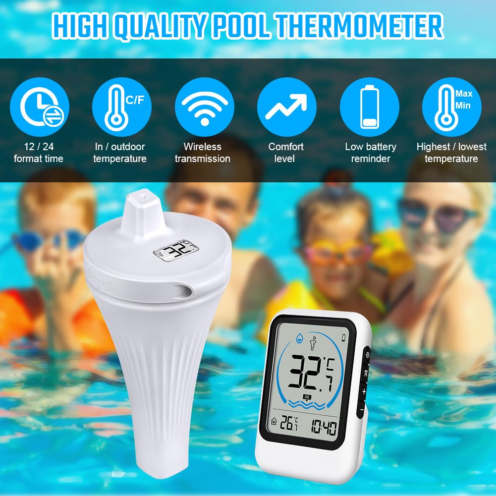 Detalle 2 de OFFCUP V9-WXYCWDJ-FBA Wireless Pool Thermometer with IP68 Sensor and LCD