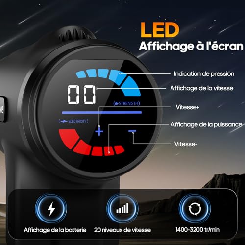 Detalle de Pistolet de Massage AERLANG avec Chaleur – Massage musculaire silencieux et portable