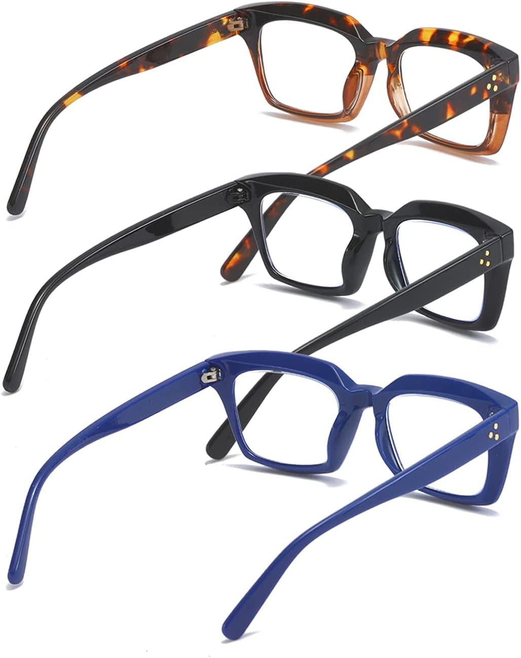 Thumbnail 6 de MMOWW 3-Pack Oversized Reading Glasses for Women with Anti-Blue Light Protection (Square Frame) +1.75