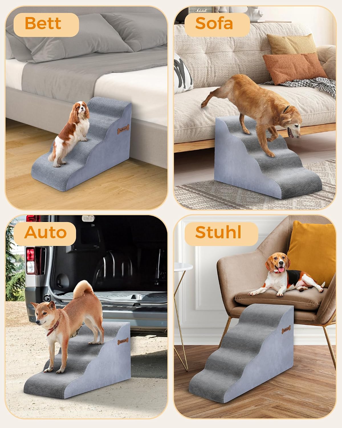 Detalle 2 de Rugotuyonr 4-Steps Dog Stairs hondentrap met 4 treden en antislipbodem
