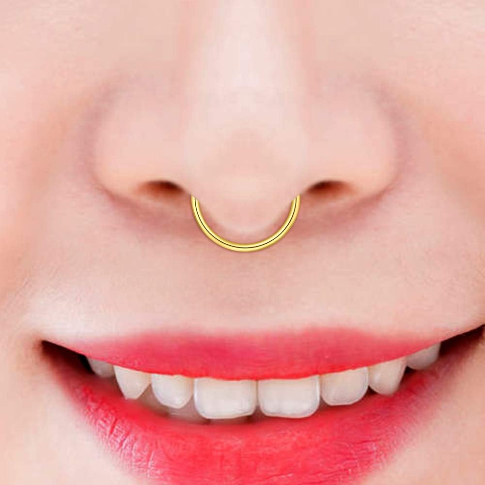 Detalle 2 de Briana Williams 2-pack hinged clicker segment nose rings (316L surgical steel) for septum, helix, daith & tragus