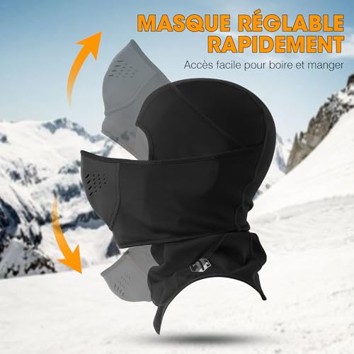 Detalle de WTACTFUL cagoule moto polaire avec masque relevable et panneau en néoprène perforé