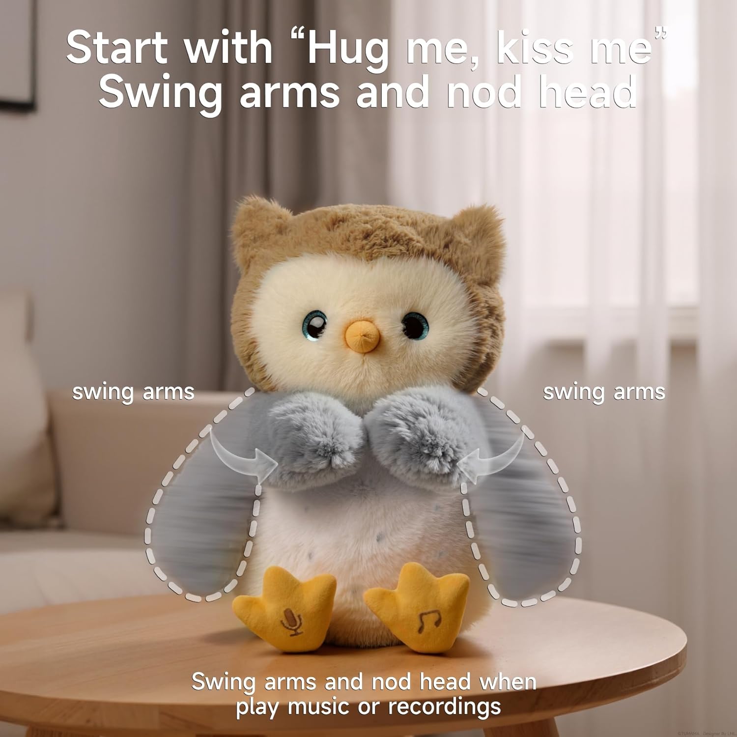 Thumbnail 3 de eJog Pup hibou interactif en peluche qui danse et répète (avec enregistrement)