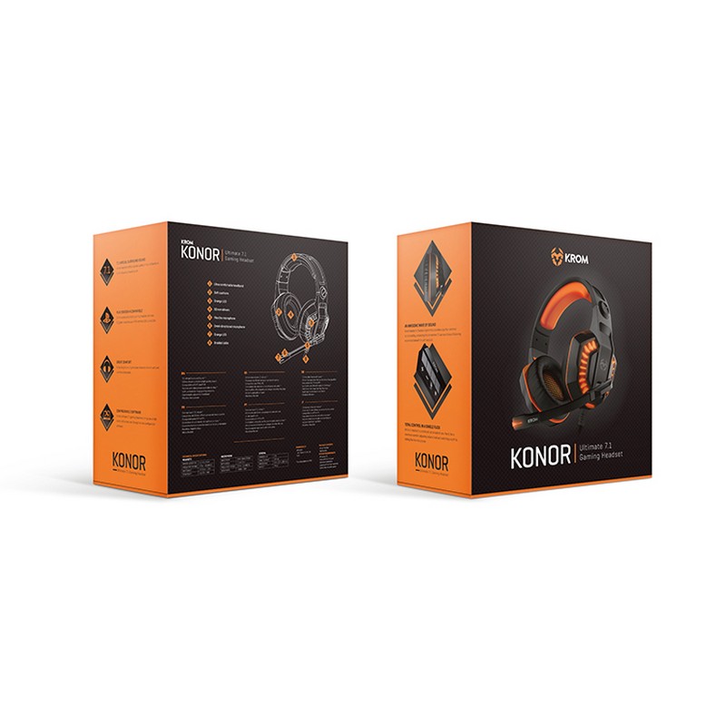 Detalle de Krom Konor Ultimate: Auriculares Gaming 7.1 con aislamiento y iluminación LED configurable