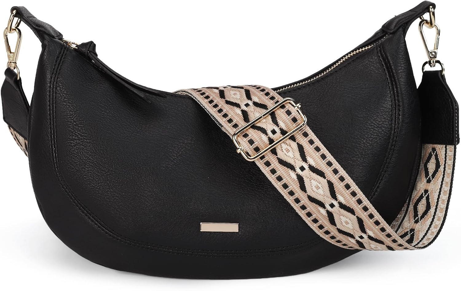 Detalle de Gladdon Women's Crossbody Bag with Boho Strap — Faux Leather Crescent Handbag
