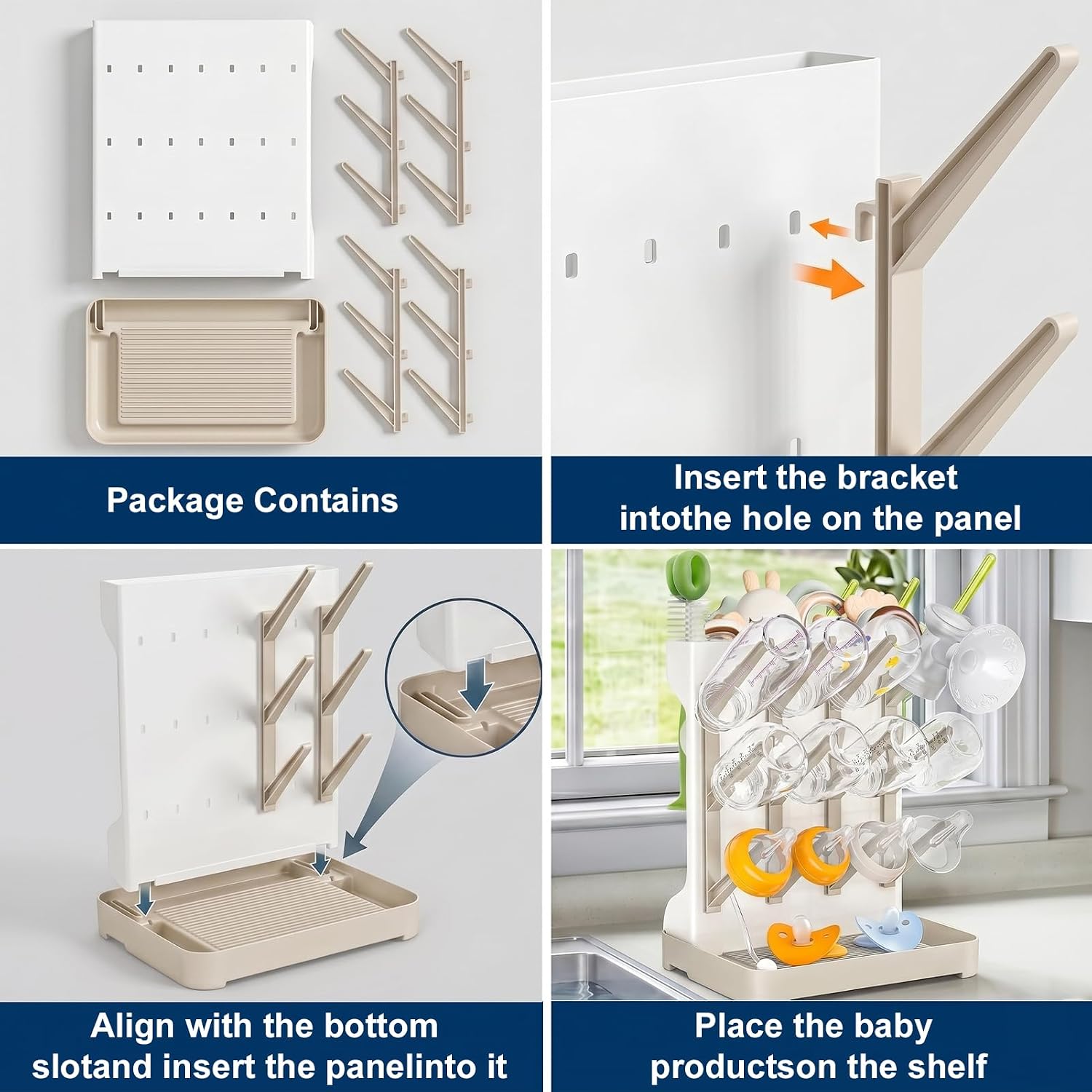 Thumbnail 6 de GoMaihe Baby Bottle Drying Rack, 12-Bottle Vertical Organizer, BPA-Free Beige