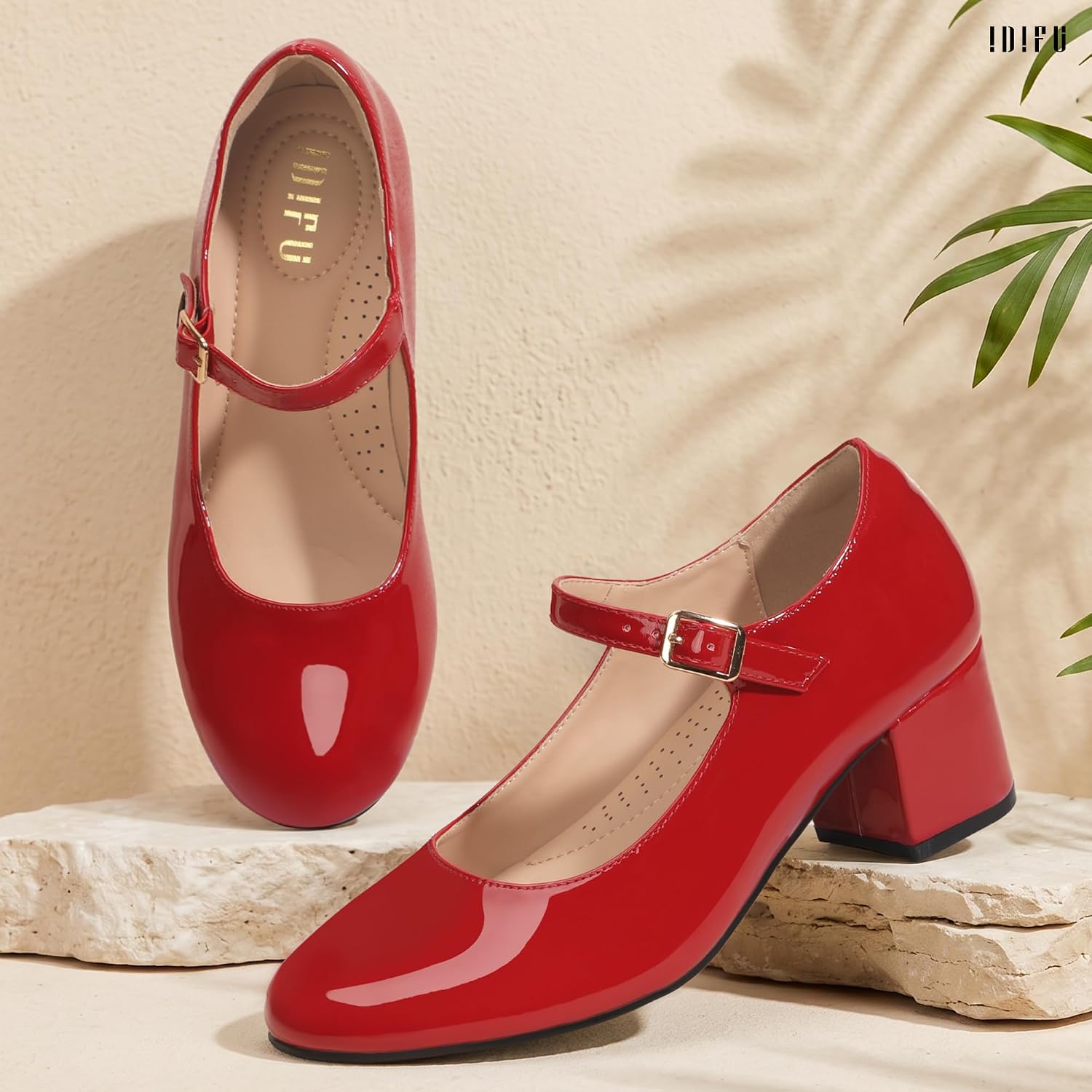 Detalle de IDIFU Women's Mary Jane Pumps, 1.9-Inch Heel