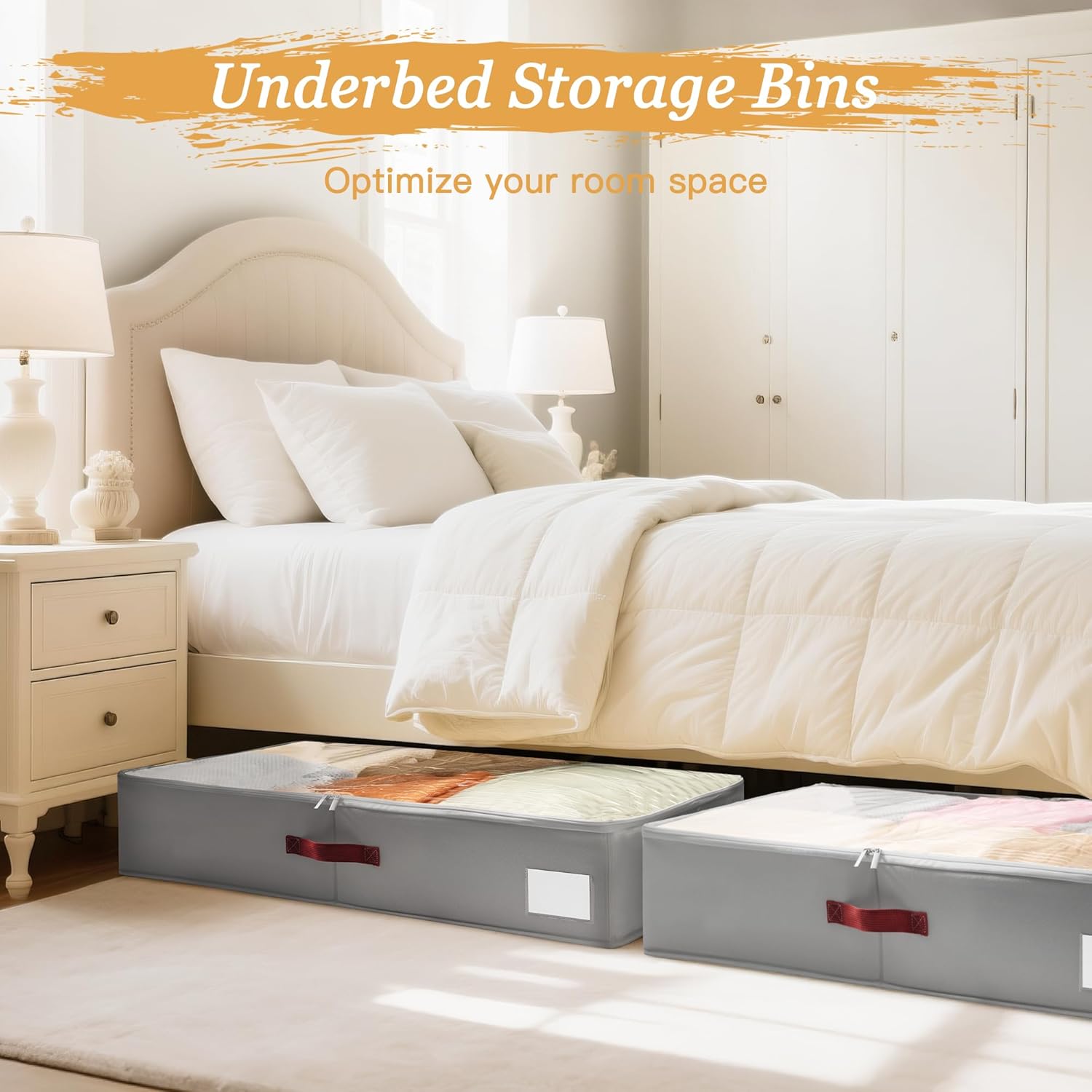 Thumbnail 3 de Criusia Under Bed Storage Bins with Clear PVC Lids (2 Pack) — Large, Waterproof & Foldable