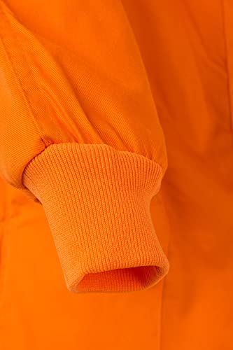 Detalle de Mono Velilla 214 modelo italiano en naranja (talla 60): con cierre doble cursor y 5 bolsillos