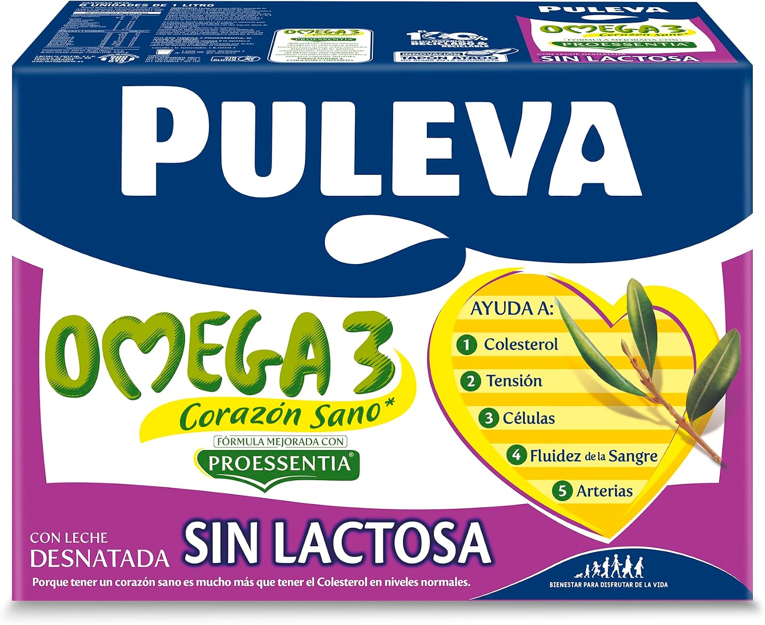 Thumbnail 4 de Puleva Omega 3 Proessentia Sin Lactosa (brik 1 L, caja 6 L) para una dieta con omega 3