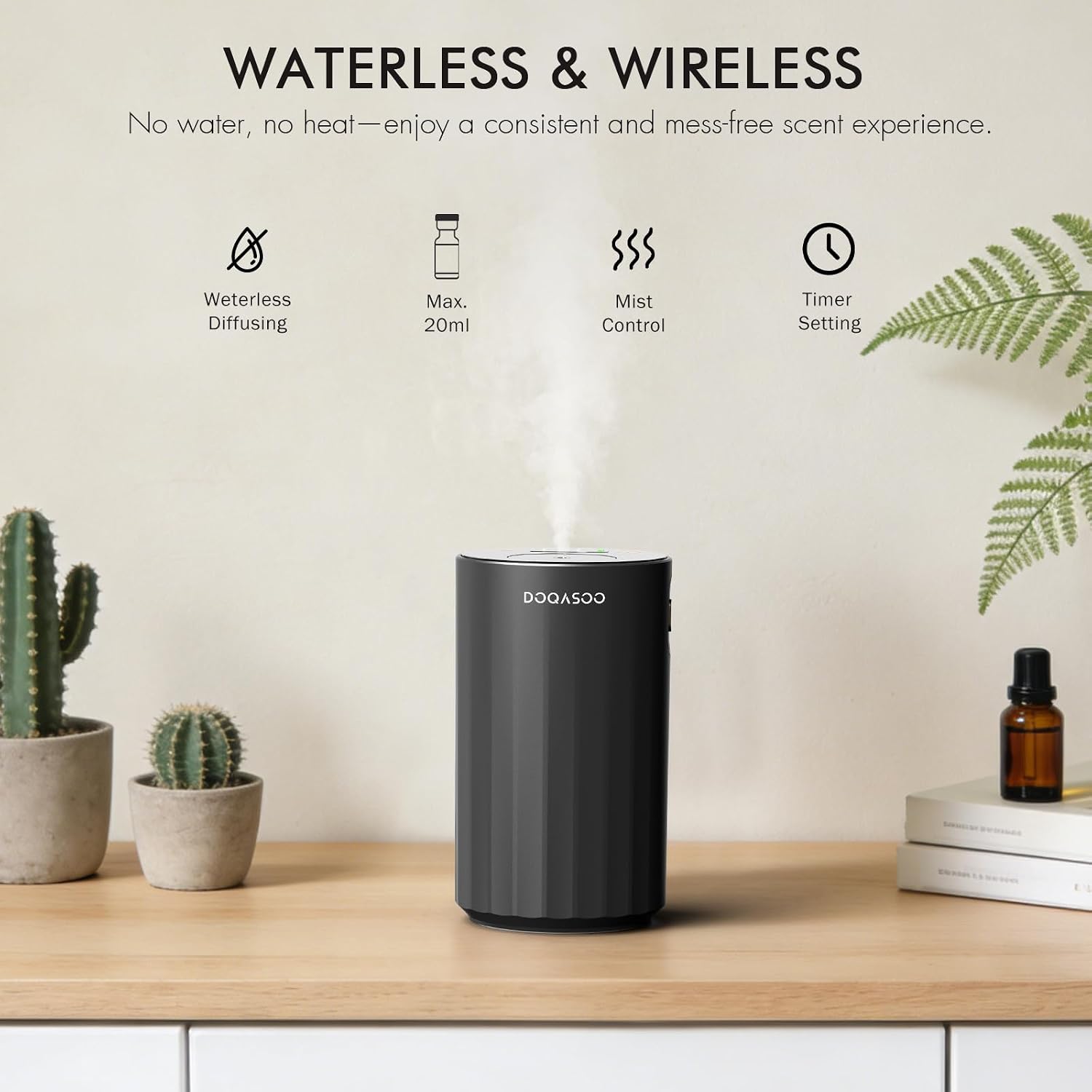Thumbnail 1 de DOQASOO Waterless Diffuser for Essential Oils — Portable Battery-Operated Aromatherapy Diffuser