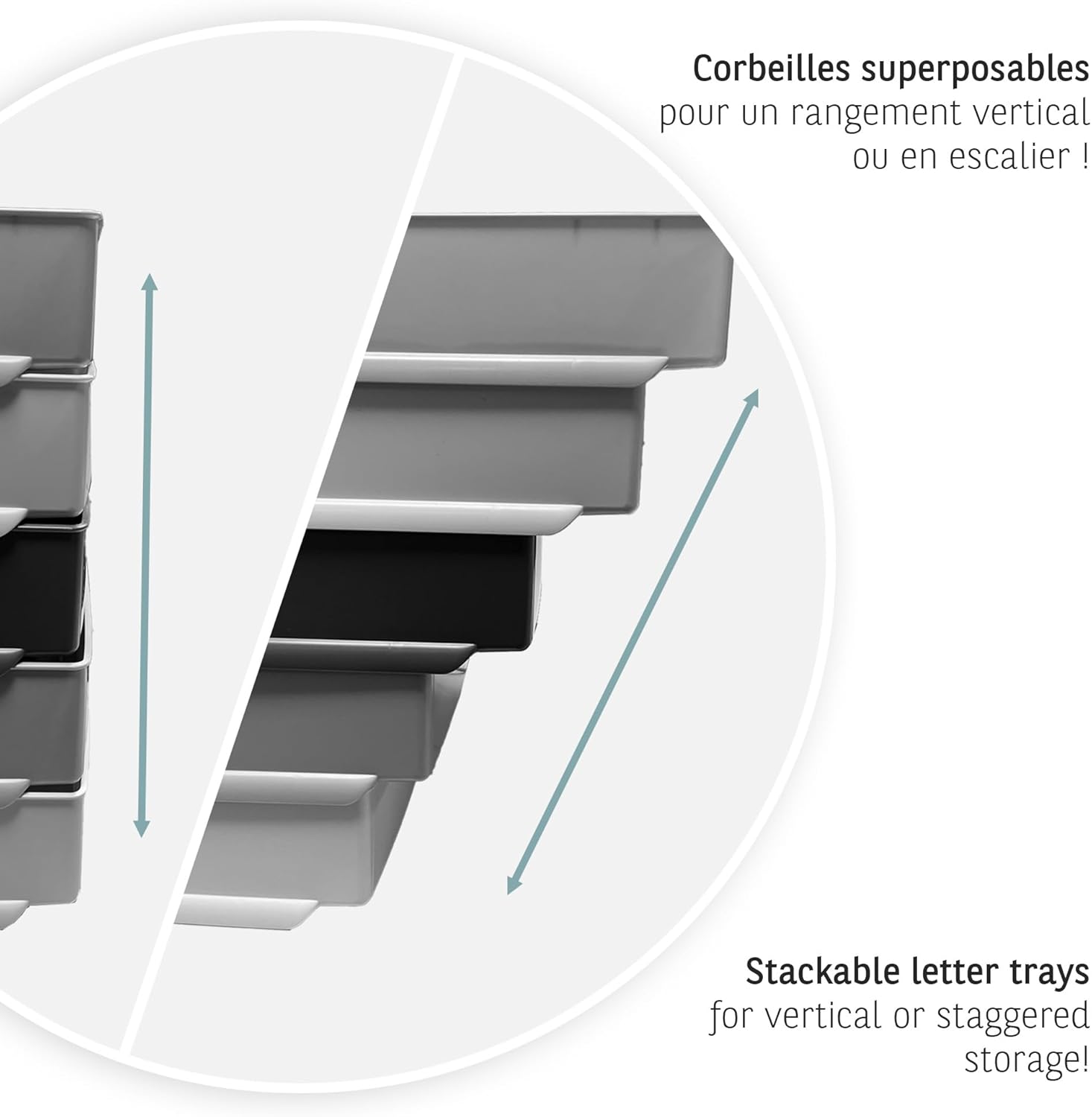 Thumbnail 6 de CEP Lot 5 Corbeilles à courrier Banette Organiseur Riviera Vert d'eau – rangement bureau modulable et coloré