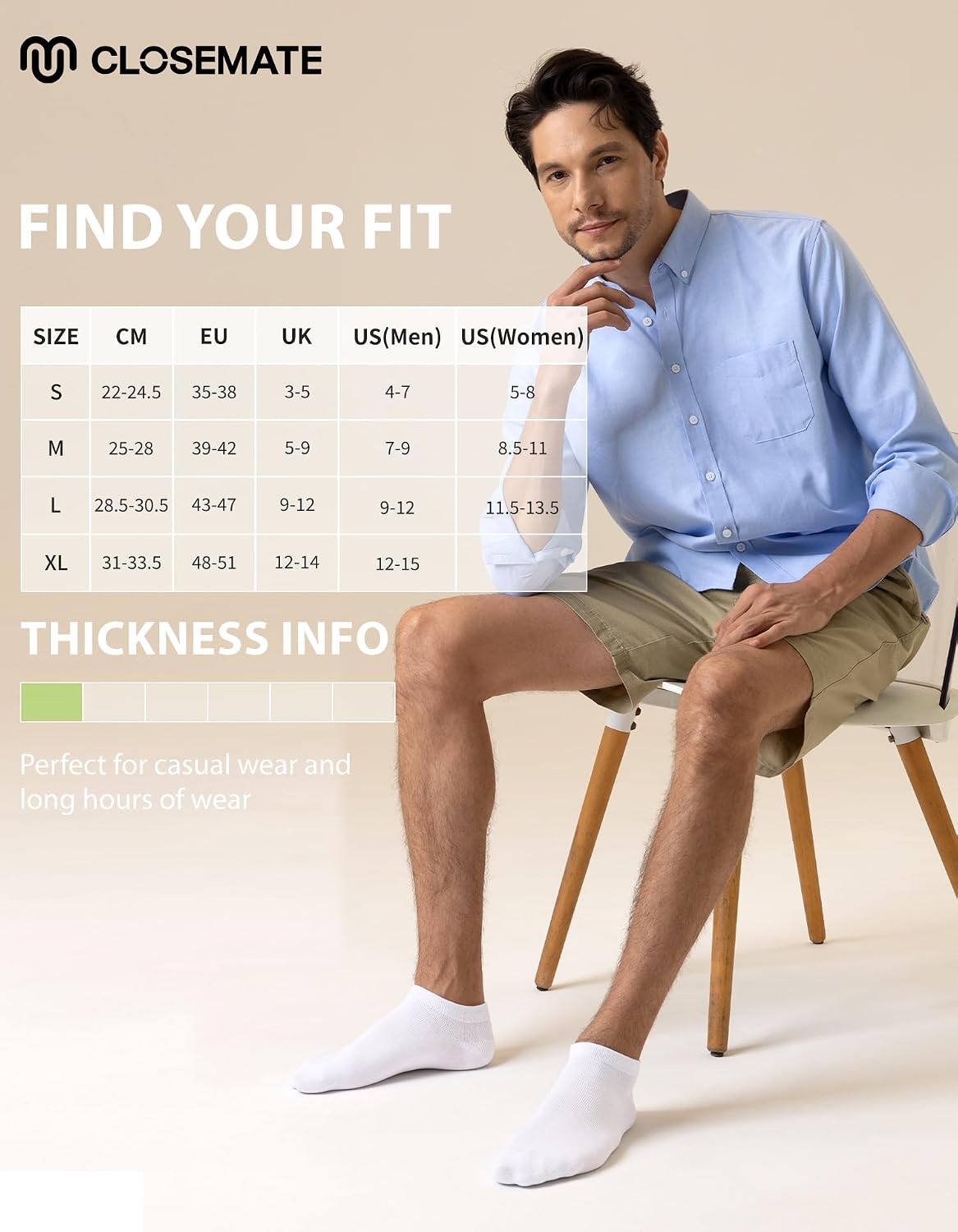 Thumbnail 6 de CLOSEMATE 5/10 Pairs Ankle Socks in breathable cotton blend (men & women) – non-slip low cut for trainers