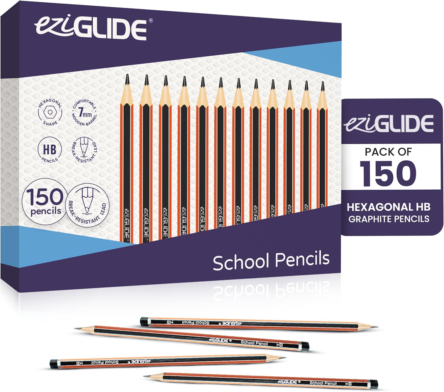 Detalle de Eziglide HB graphite school pencils 150 pack