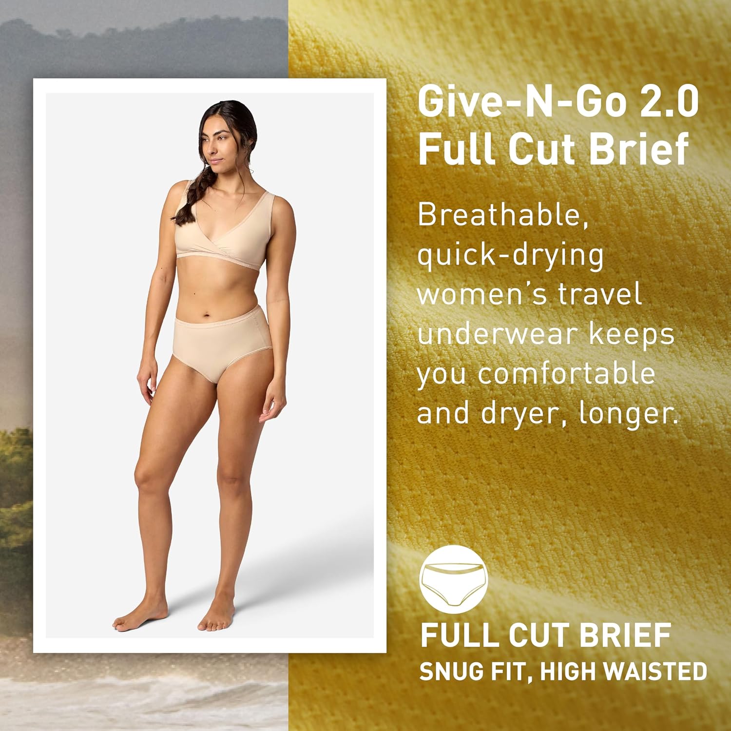 Detalle de ExOfficio Women's Give-N-Go 2.0 Full Cut Brief - Breathable, Durable Travel Underwear