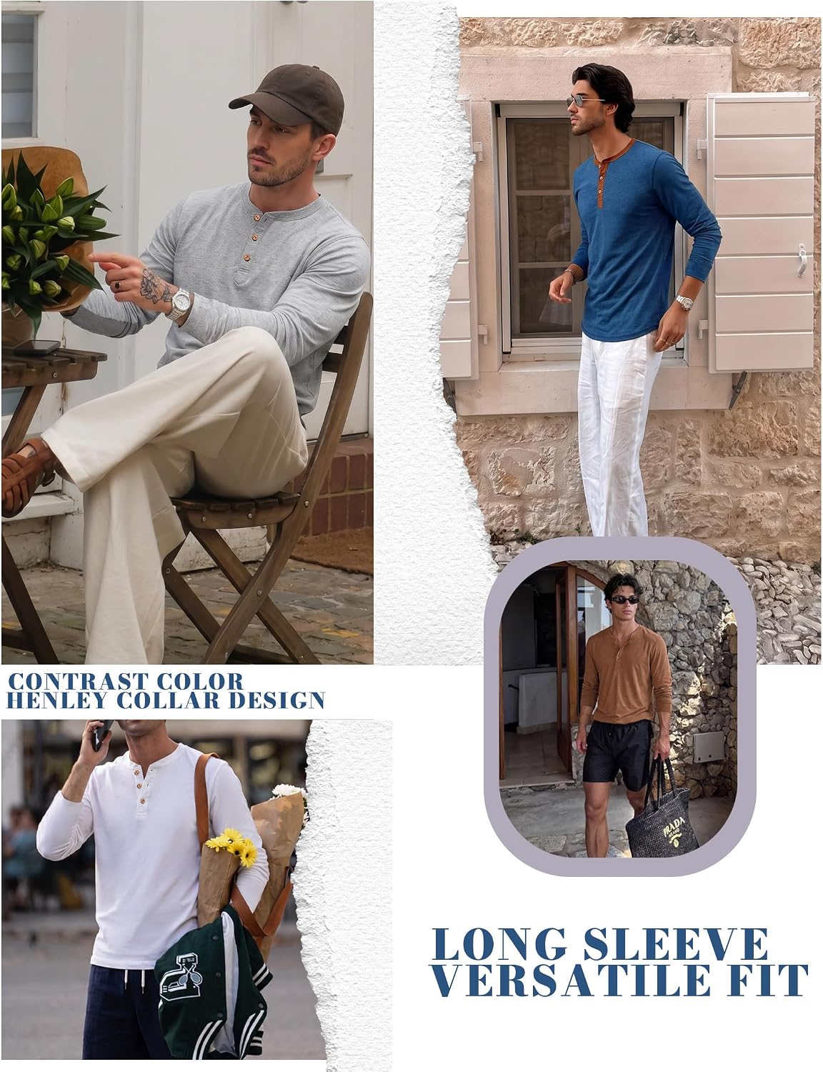Thumbnail 4 de PEGENO Men's Henley Shirt Cotton