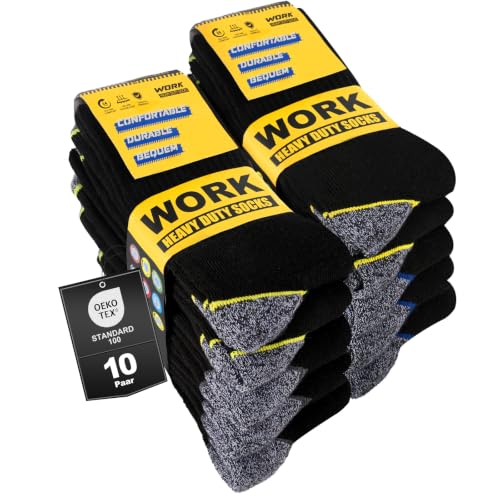 Detalle de Effeet Men's Work Socks, 10 Pairs, Reinforced Heel and Toe, Cushioned Sole
