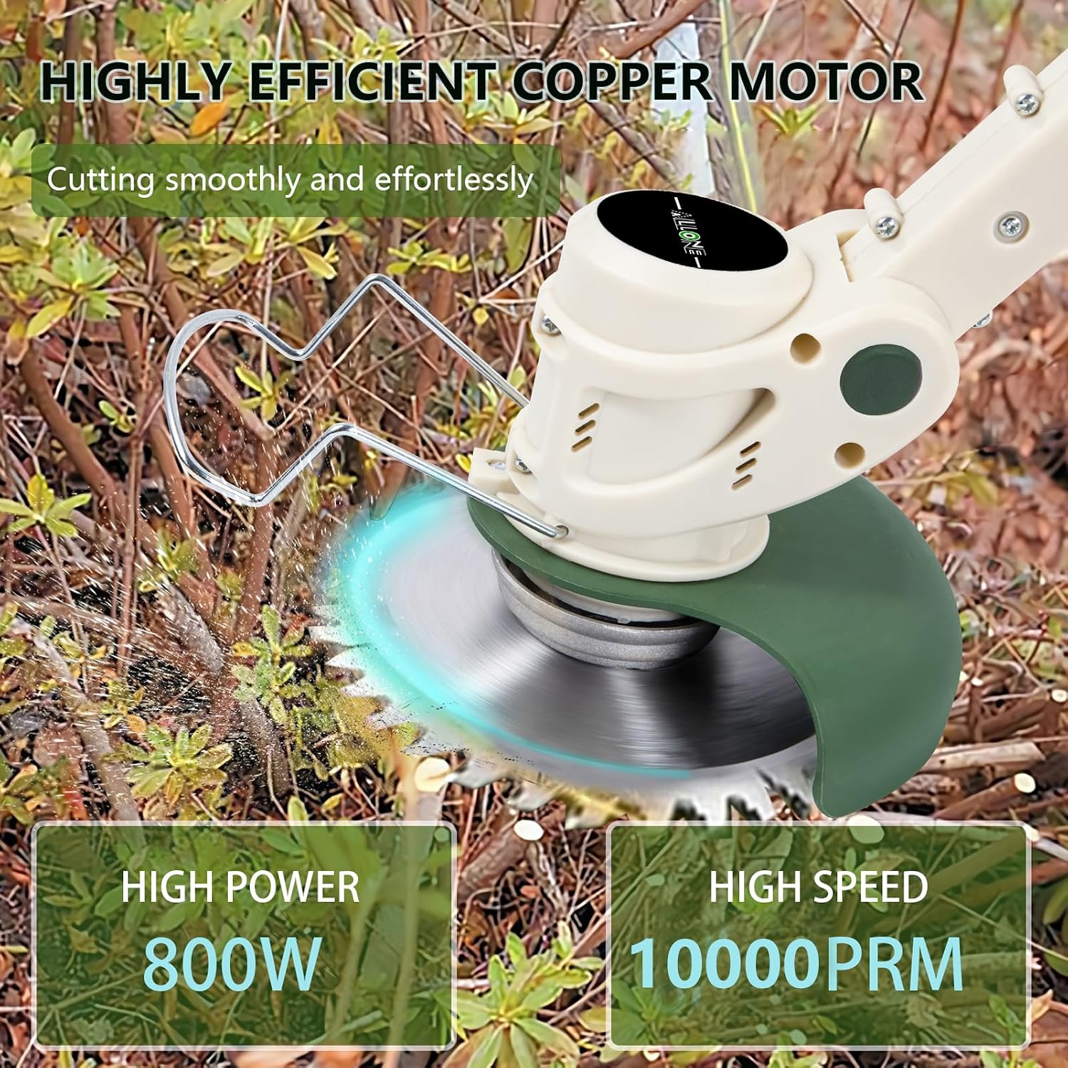 Detalle 2 de Grass Strimmer Cordless with Metal Blades, 21V 4000mAh Battery Powered – 3 in 1 Electric Strimmer