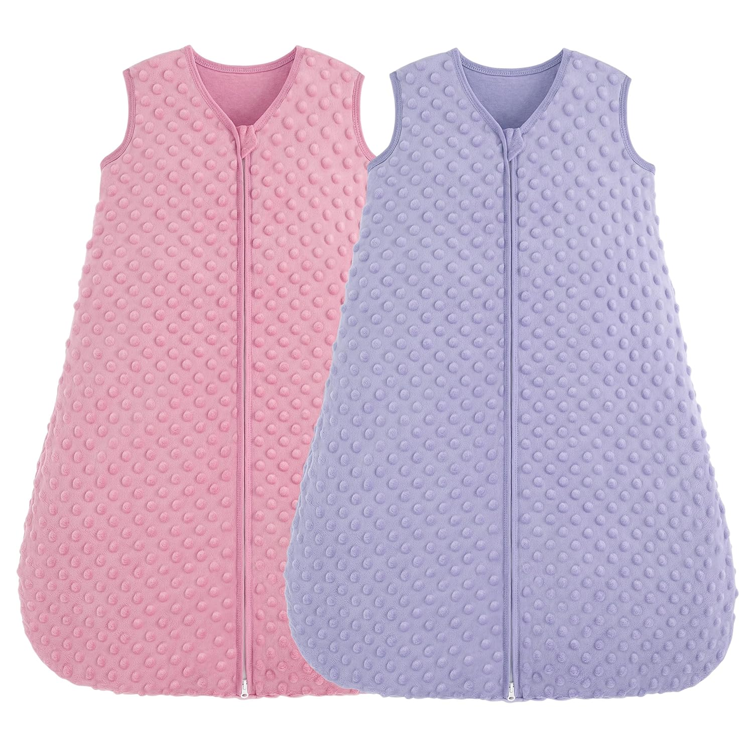 Detalle de FIEMOL Schlafsack Baby 6-12 Monate, 1.5 Tog, Plüsch-Doppelmaterial, Rosa/Lila, 78 cm – 2er Pack