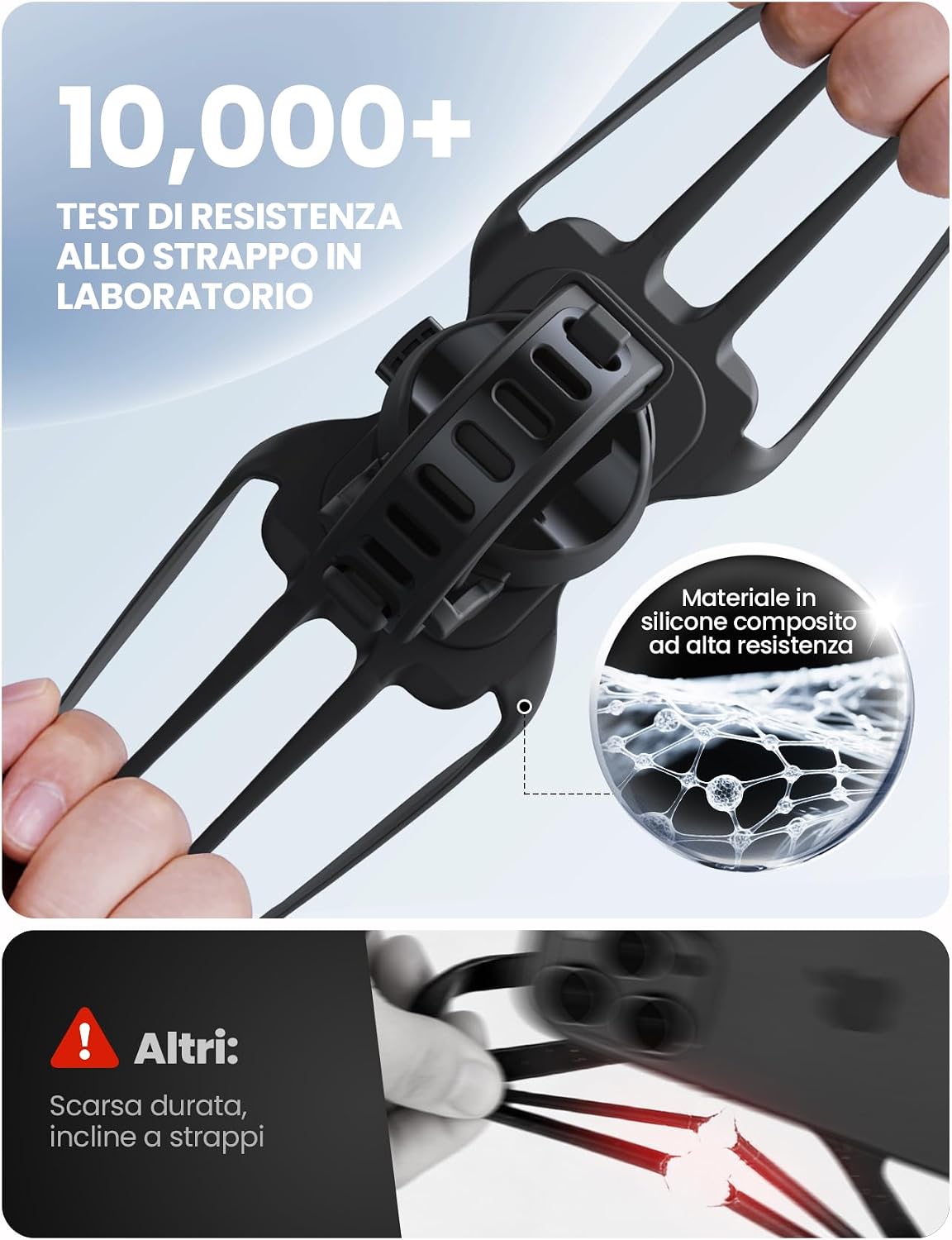 Detalle de JOYROOM Porta Cellulare Bici con sospensione in silicone e supporto ruotabile 360°