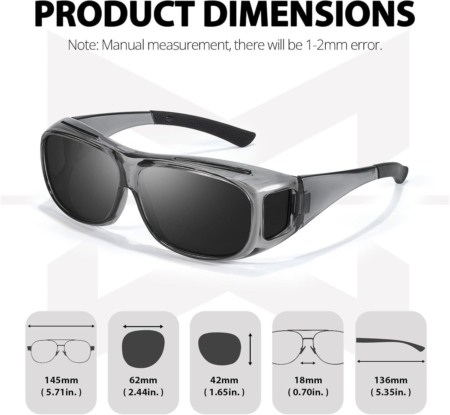 Thumbnail 4 de Myiaur fit over sunglasses with polarised wraparound lenses (UV400) for driving and outdoors