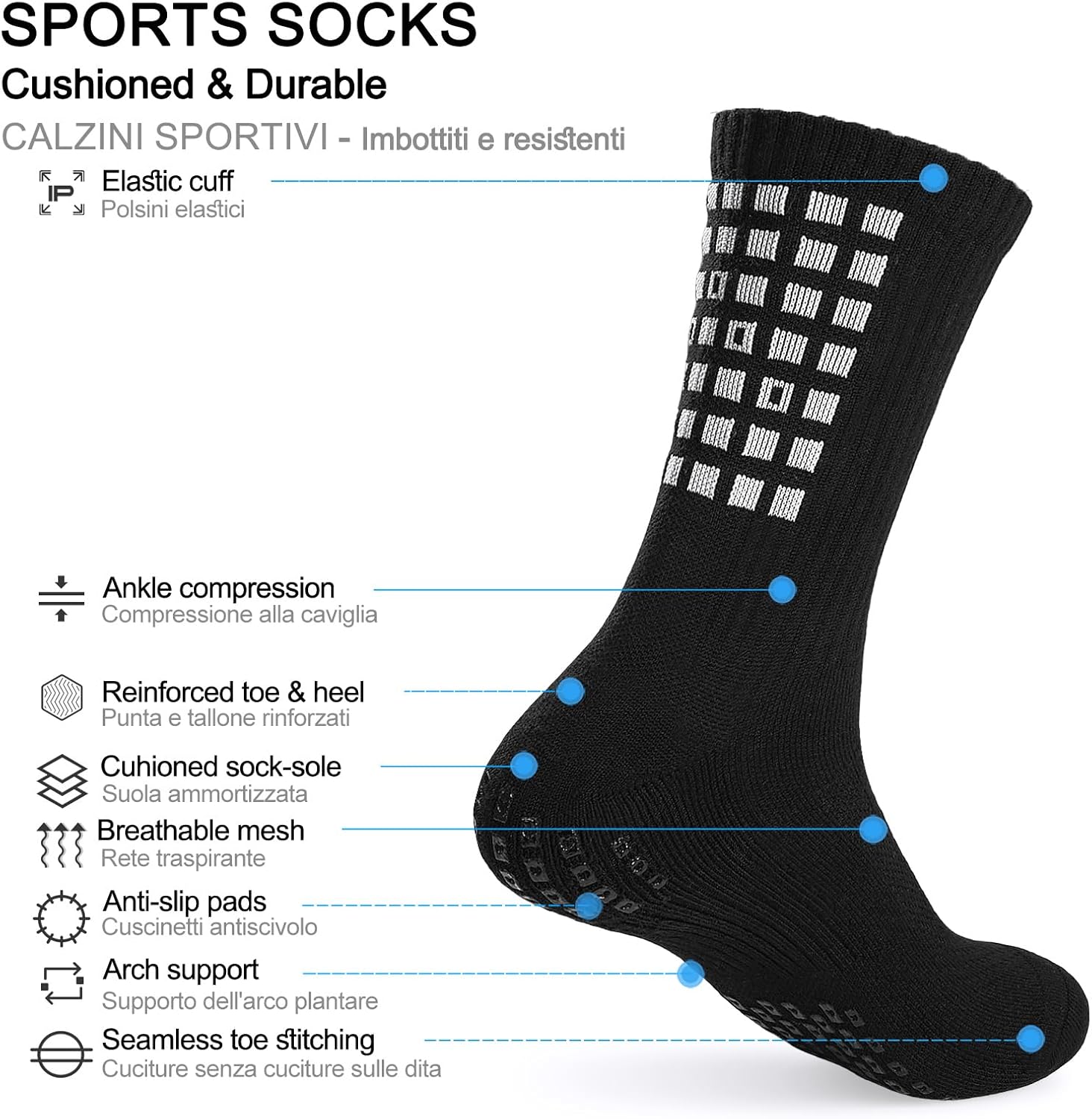 Thumbnail 2 de PERMANENTLY001 set da 4 paia di calzini sportivi antiscivolo con supporto e imbottitura