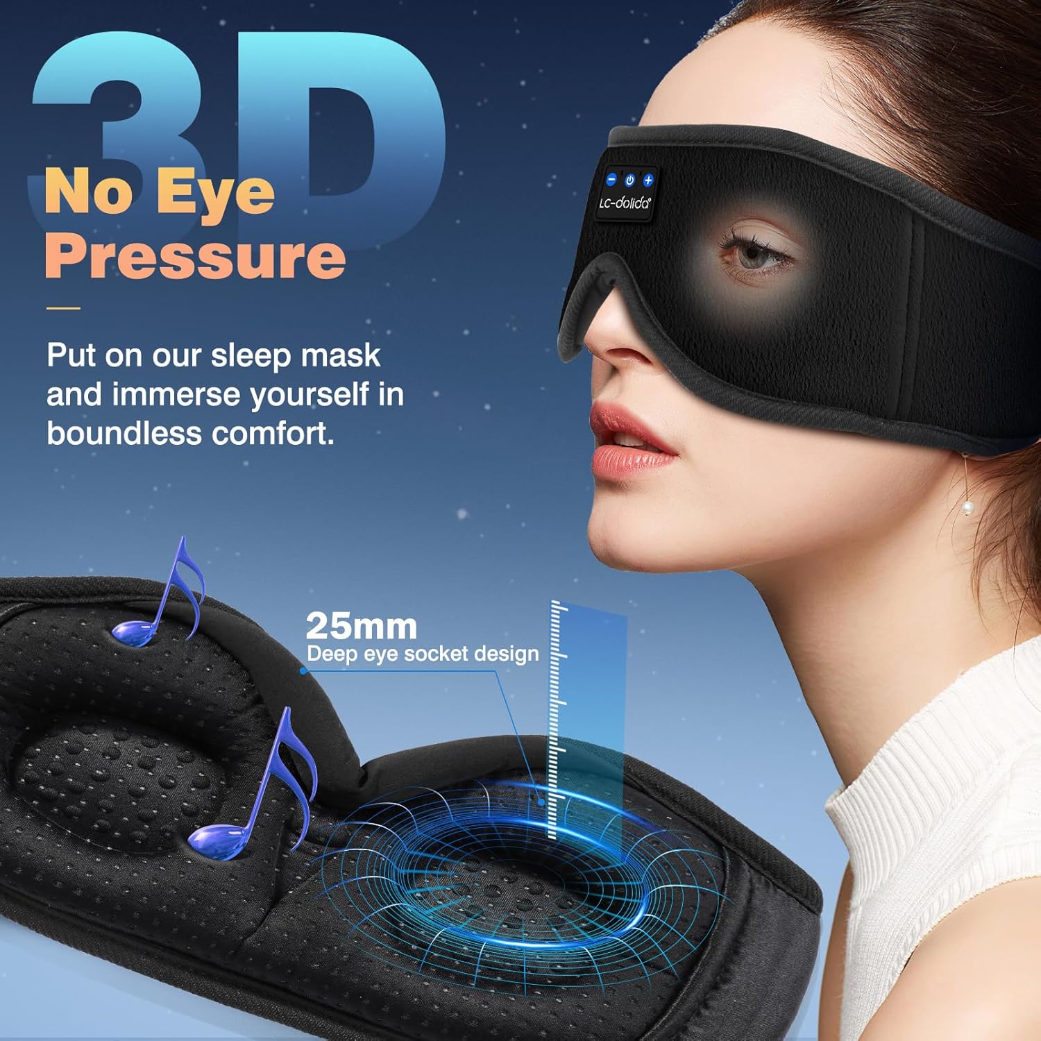 Detalle 2 de LC-dolida Bluetooth Sleep Mask 15 hrs
