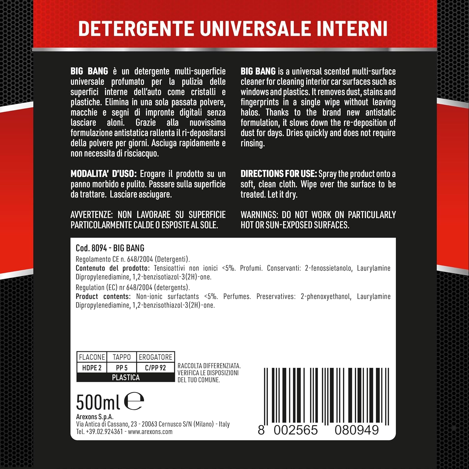 Detalle 2 de Arexons Car Care Pro BIG BANG – Detergente multi-superficie profumato per interni auto