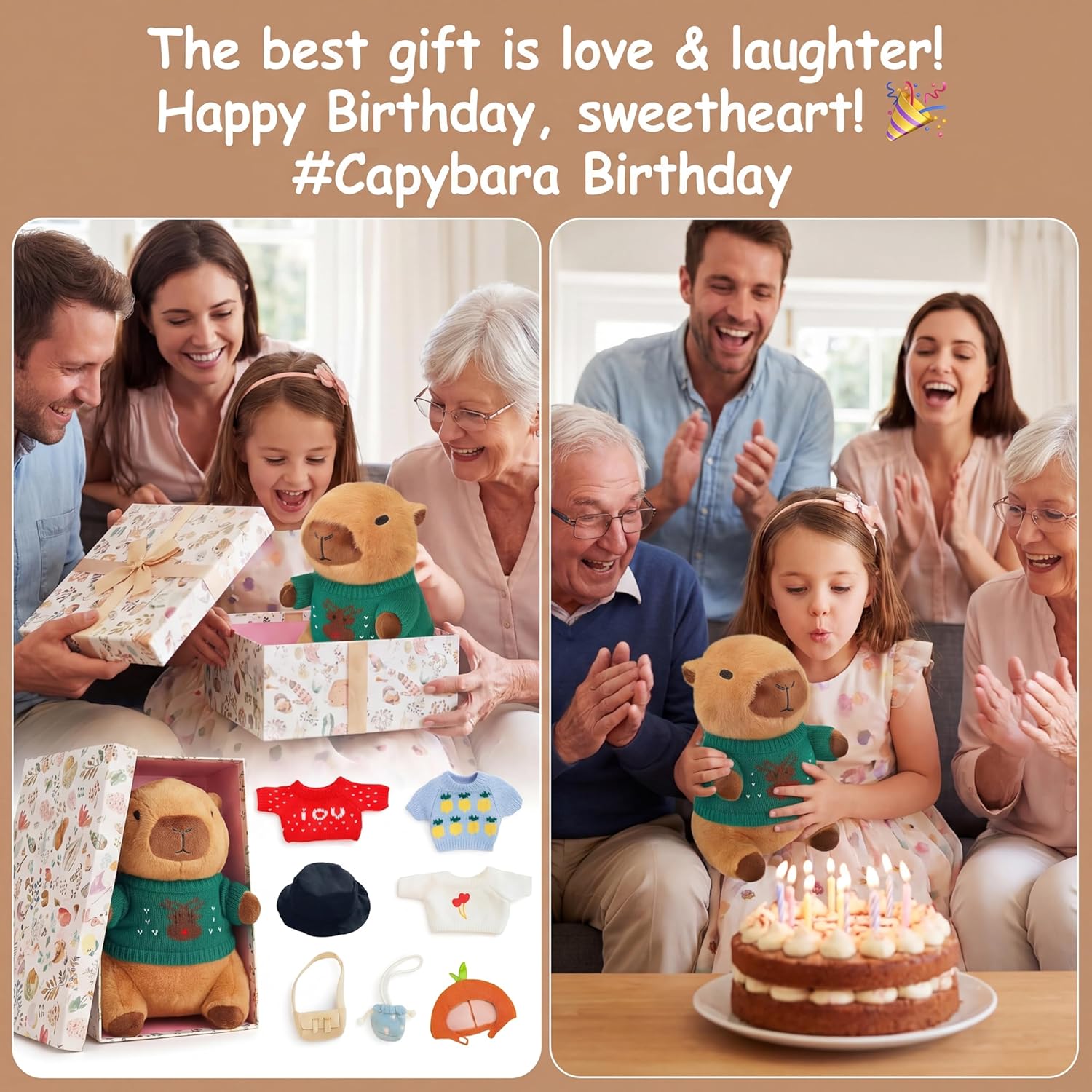 Thumbnail 3 de TITQWOP 10-Piece Capybara Plush Set with Clothes & Accessories (10.2 inch)