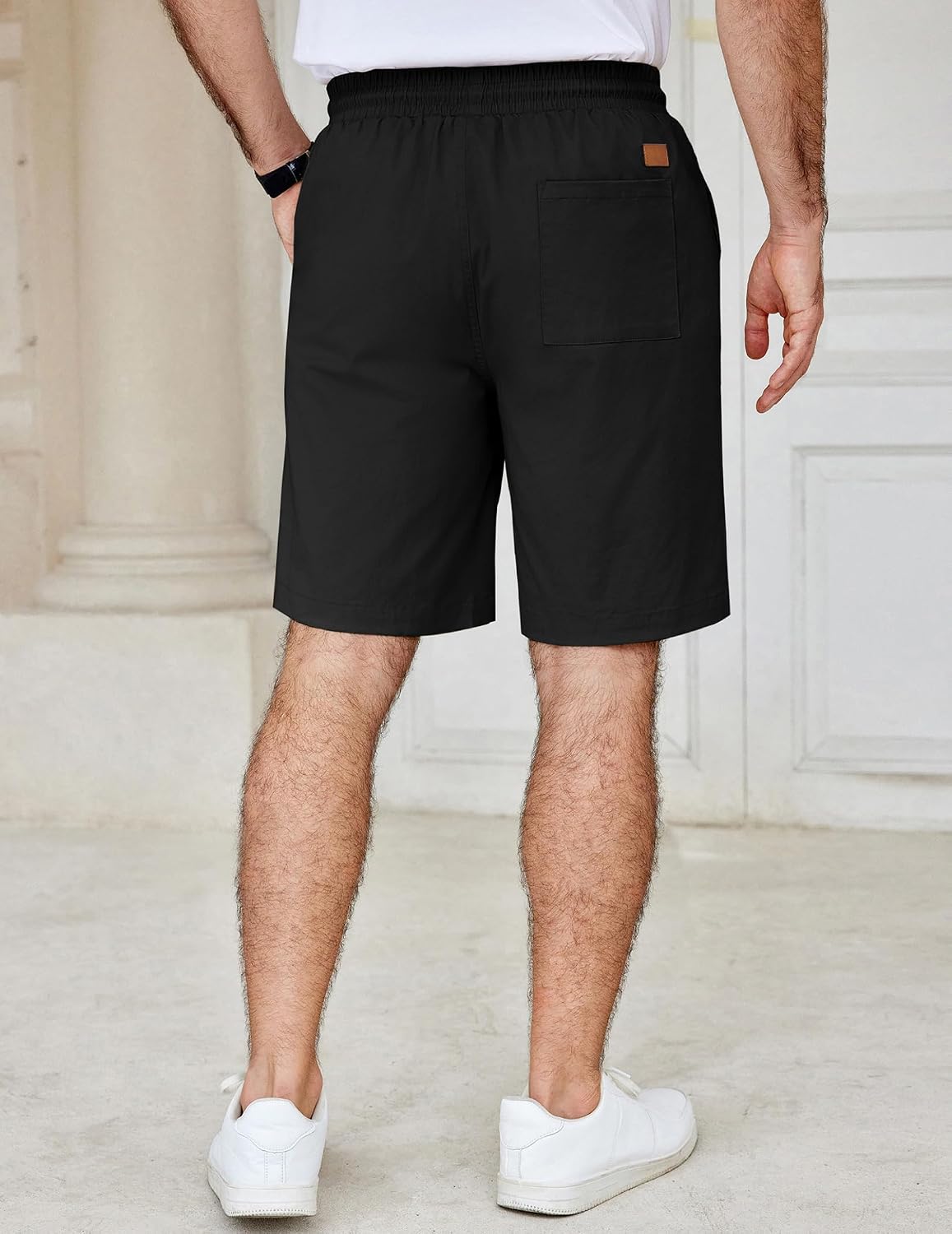 Detalle 2 de COOFANDY Men's Casual Cotton Shorts with Elastic Drawstring Waist