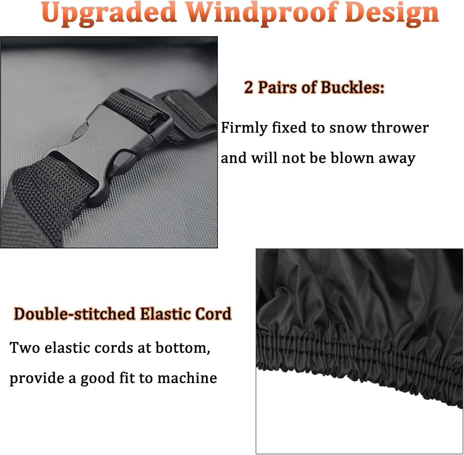 Detalle de CGLEAM Snow Thrower Cover, 600D Oxford Waterproof Fabric with Windproof Buckles