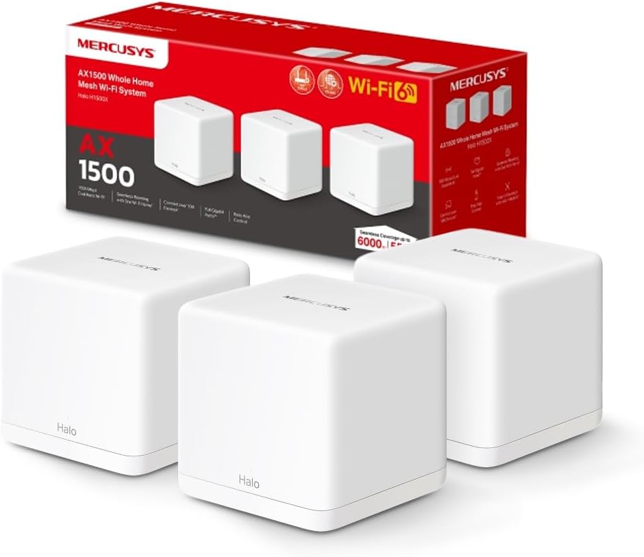 Detalle de TP-Link Mercusys Halo H1500X 3‑pack 550 m²