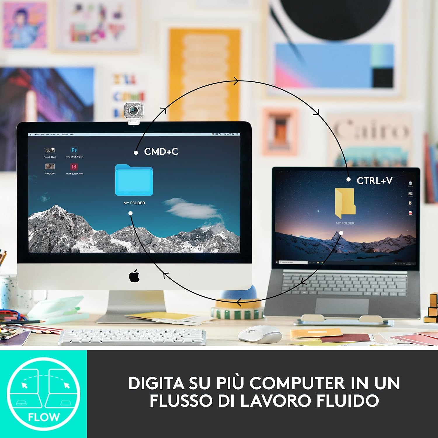 Thumbnail 6 de Logitech MX Keys Mini Tastiera Illuminata Wireless – Rosa, USB-C, Multi‑dispositivo, ITA QWERTY
