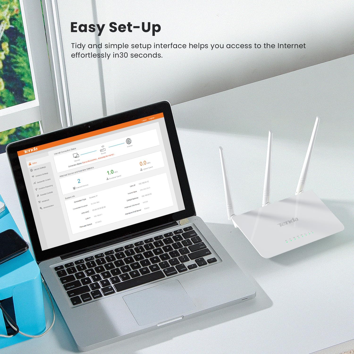 Thumbnail 5 de Tenda F3 White Wireless Router (300 Mbps) with 3 External Antennas