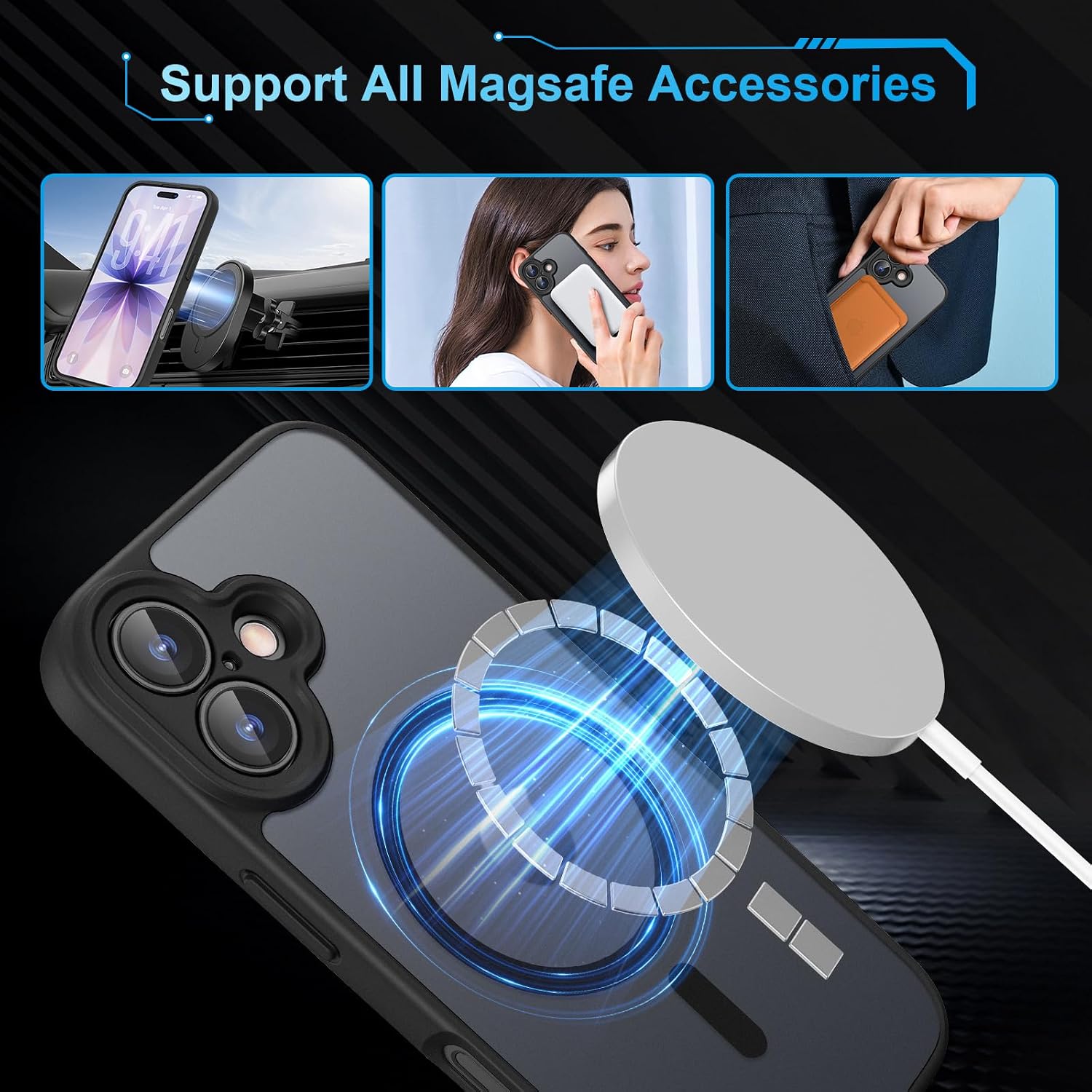 Thumbnail 1 de TQIAHF Cover Magnetica per iPhone 17 con 2 Pellicole Vetro Temperato – Protezione Slim e MagSafe