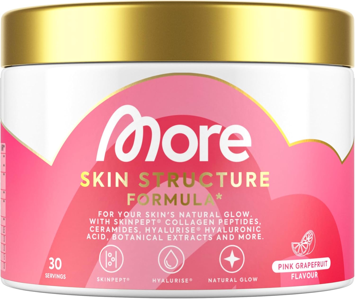 MORE Skin Structure Formula Pink Grapefruit Pulver (mit Kollagen & Hyaluron), 270 g – zur täglichen Einnahme