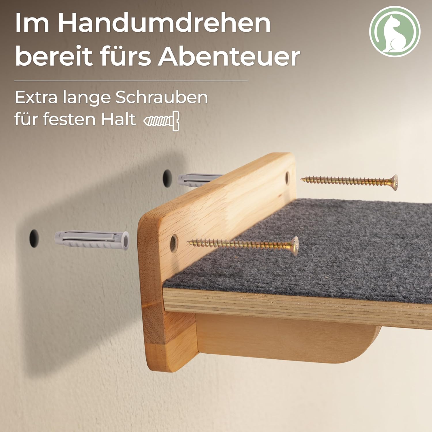 Thumbnail 6 de WOOWOOD® 2X Kletterwand Katzen – 5-teiliges Set für Wandmontage, stabile Kratzbaum-Wand mit Katzenliege und Treppen (bis 35 kg)