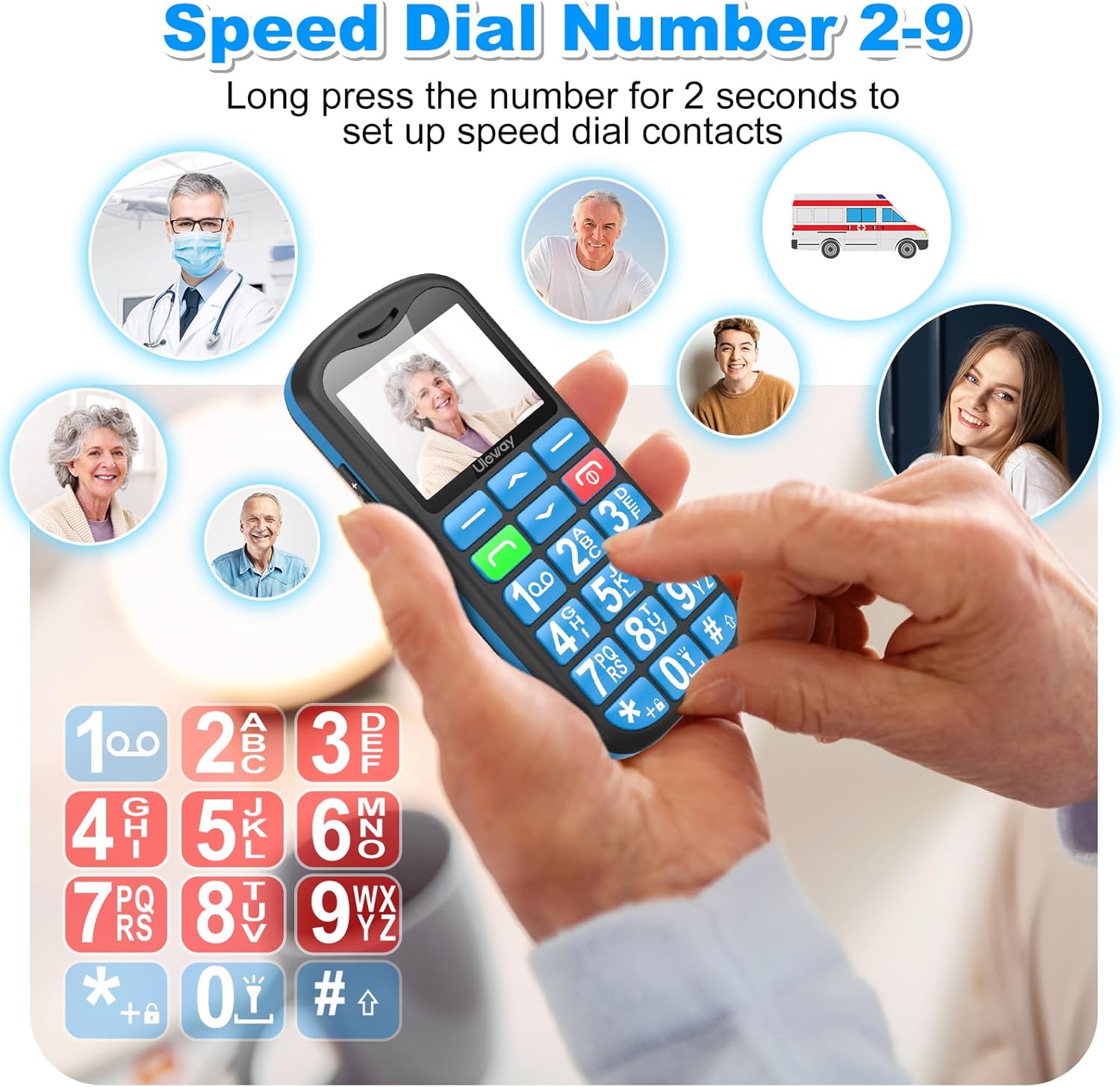 Thumbnail 6 de CHAKEYAKE 4G Big Button Senior Phone with Bluetooth Dock – SOS Button, Loud Speaker, 1.77" Colour Display