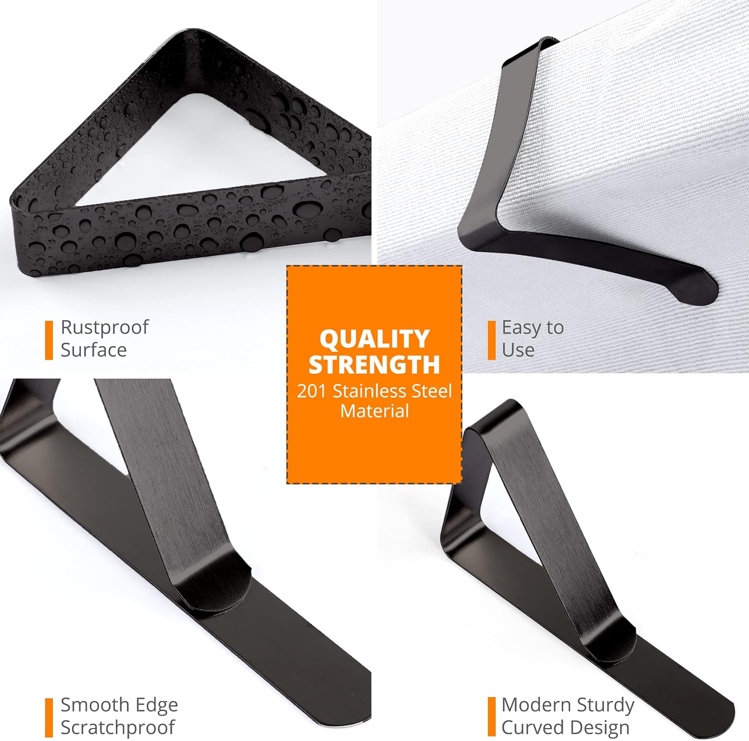 Detalle de Clipra Black Stainless Steel Tablecloth Clips, 12-Pack for Tables up to 1.8 Inches