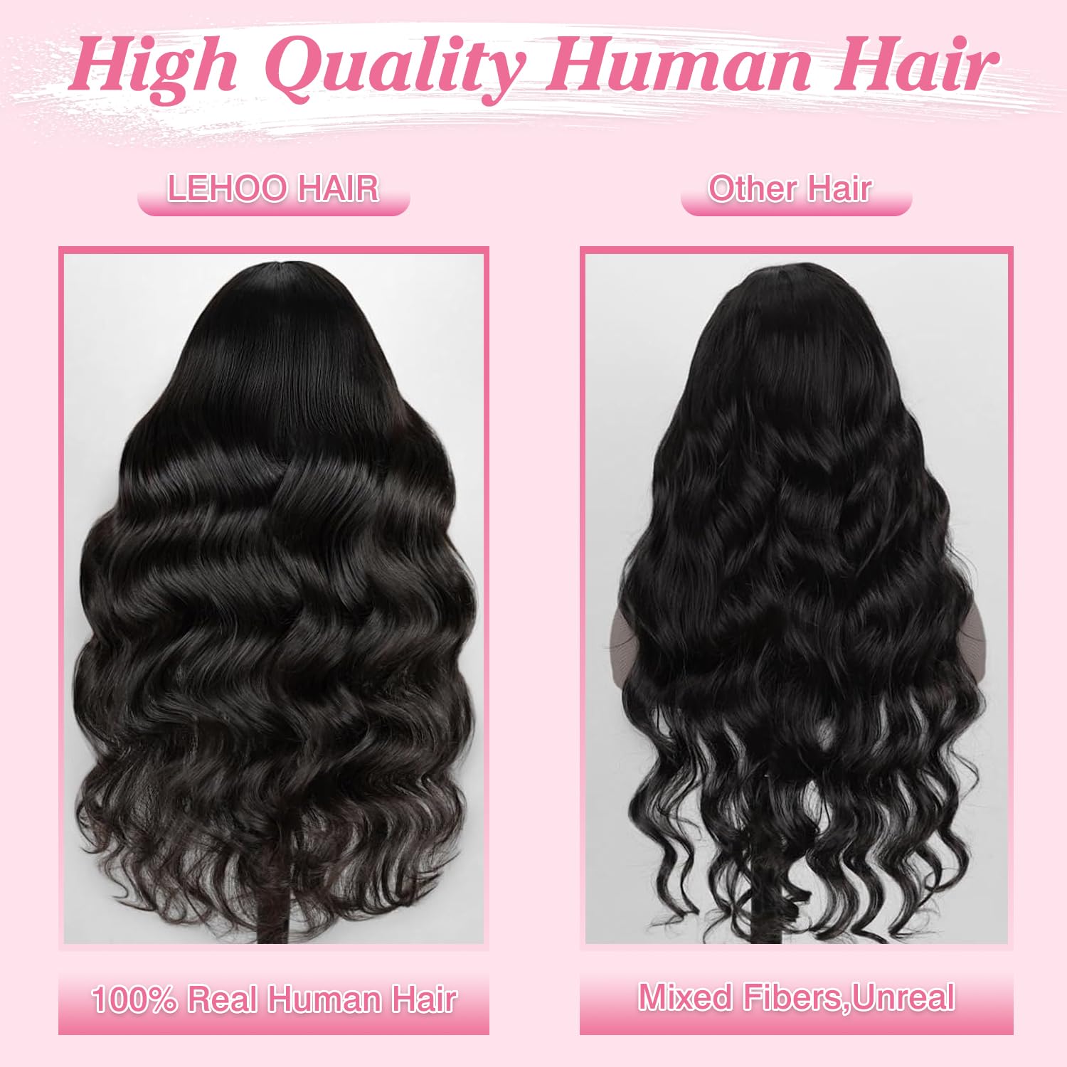 Detalle 2 de LEHOO 30 Inch 13x6 Body Wave Lace Front Wig – 220% Density, Virgin Brazilian Human Hair