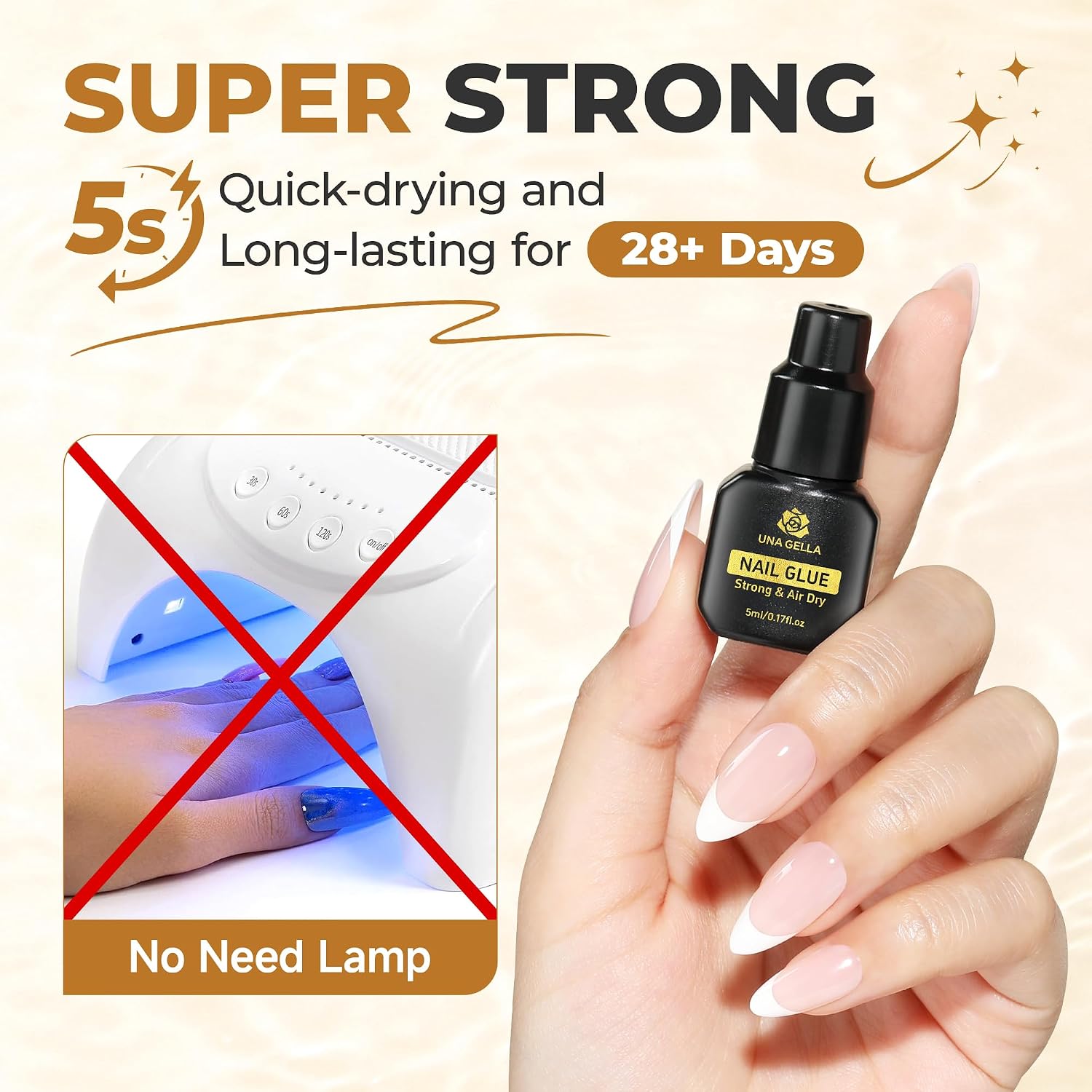Detalle 2 de UNA GELLA CAUG-J38 Press-On Nail Glue, 3 x 5 mL, No UV/LED