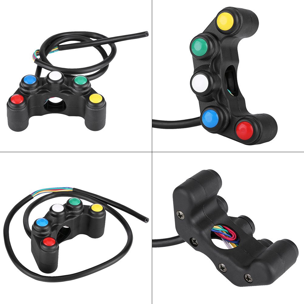 Detalle de Keenso 5 in 1 Universal Motorcycle Handlebar Switch Set (22mm) with Headlight, Hazard, Brake, Fog Light and Horn