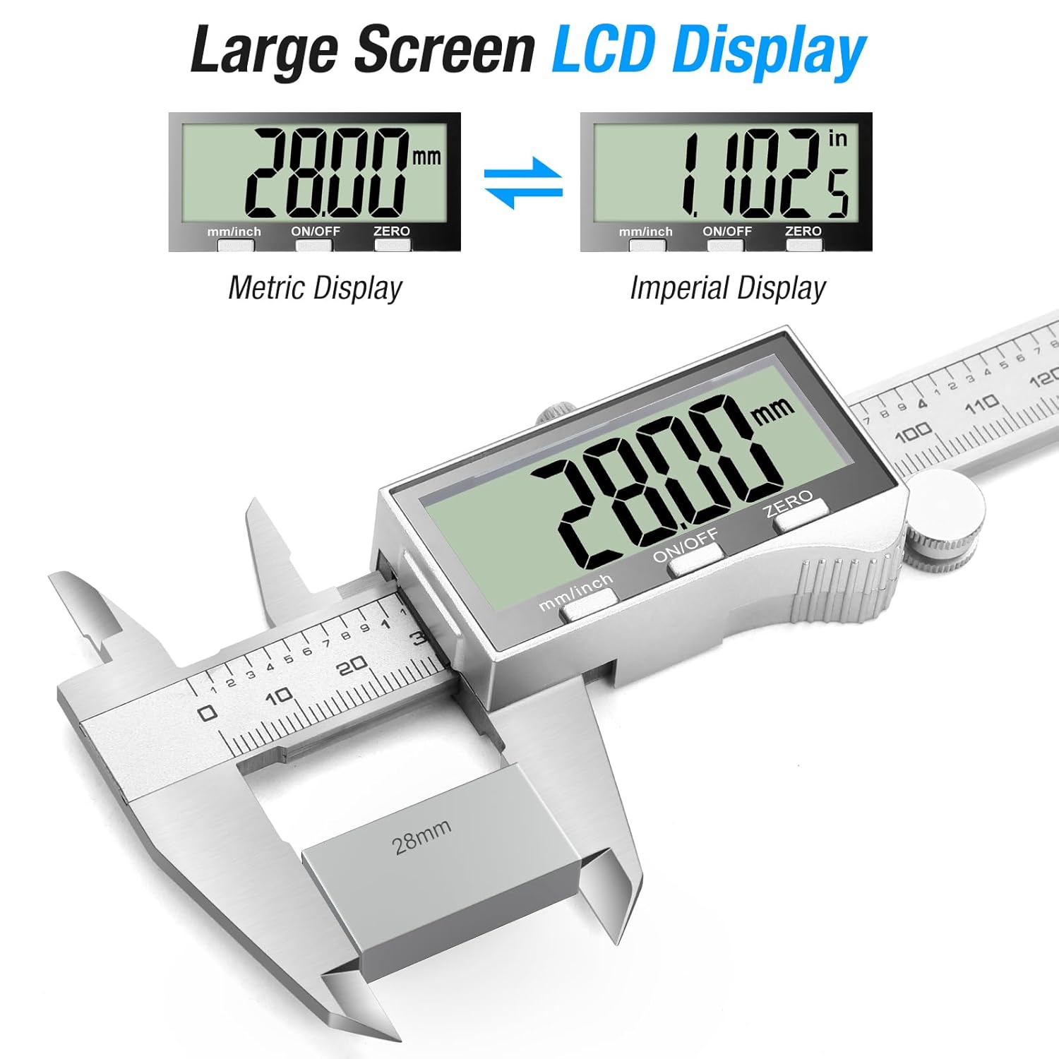 Thumbnail 1 de Ueznirn Vernier Calipers 200mm/8in Stainless Steel Digital Caliper
