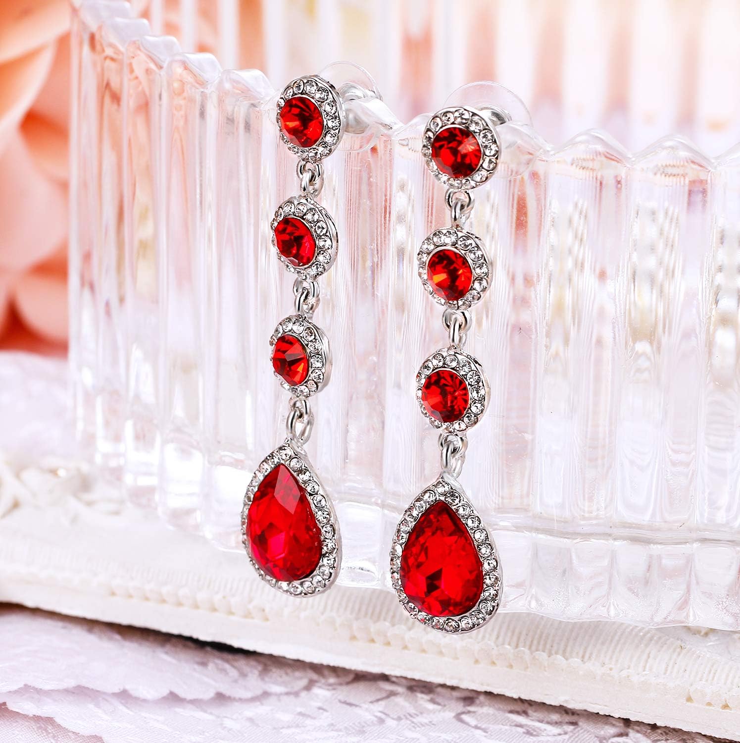 Thumbnail 2 de Boucles d’oreilles pendantes Clearine Femme Mariage avec cristal rond et goutte