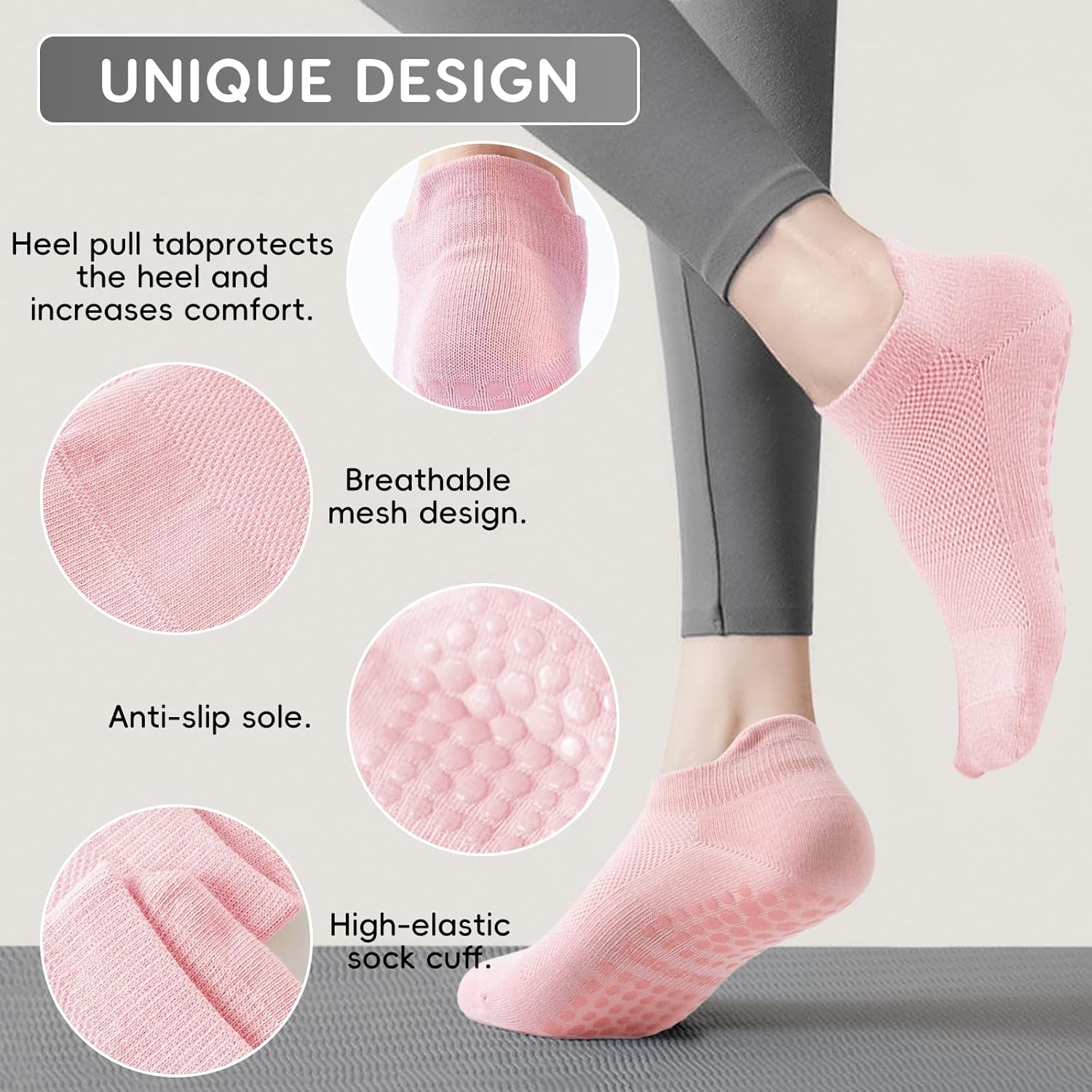 Detalle de Dzpuhuojz Calcetines Pilates antideslizantes 6 pares