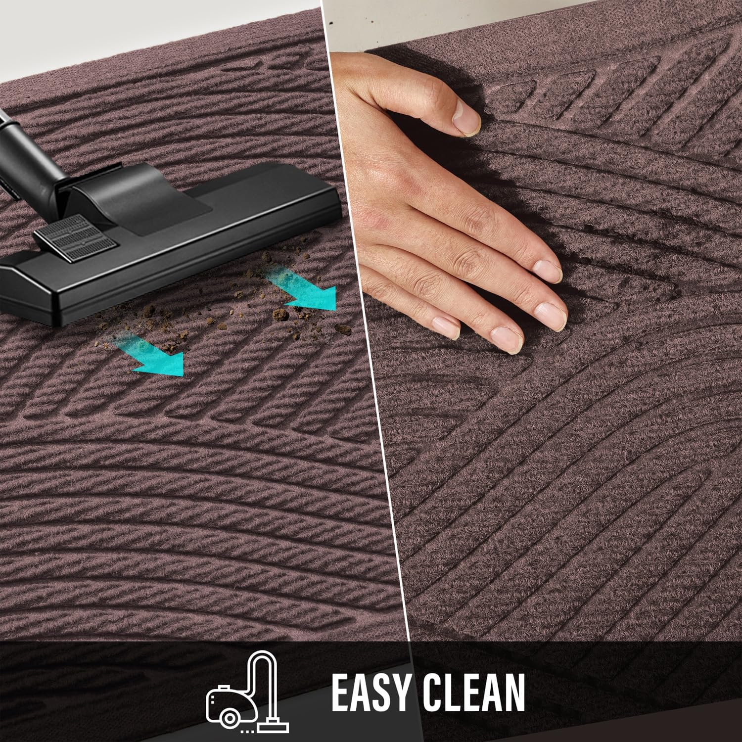 Detalle de HIYARD Zerbino Front Door Mat, 29 x 17, Coffee, Low-Profile Non-Slip